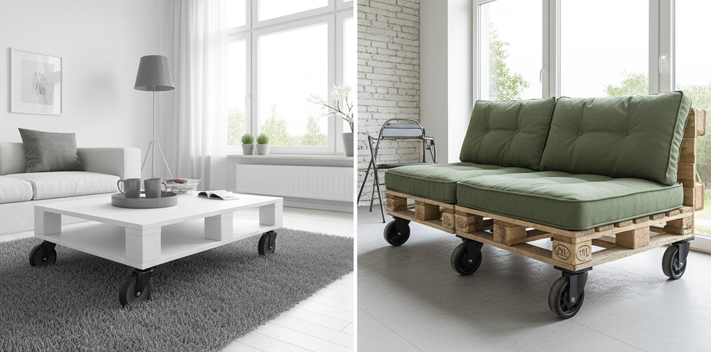 Jakie kółka do&nbsp;mebli z&nbsp;palet?